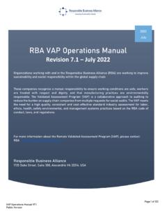 RBA VAP Operations Manual - Responsible Business